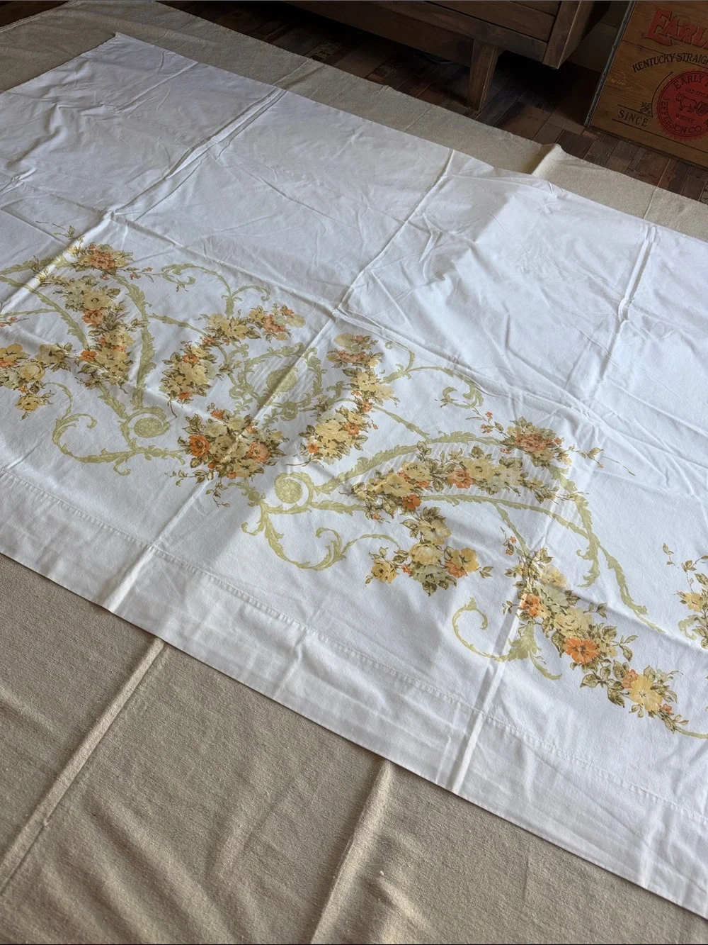Vintage Utica “Canterbury” Floral Flat Sheet by J.P. Steven’s No Iron Percale